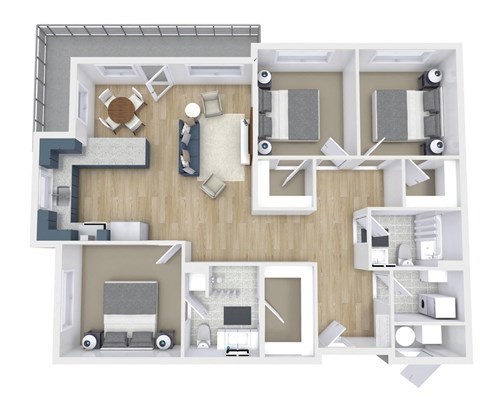 a1 floor plan  1 bedroom with 2 baths  129